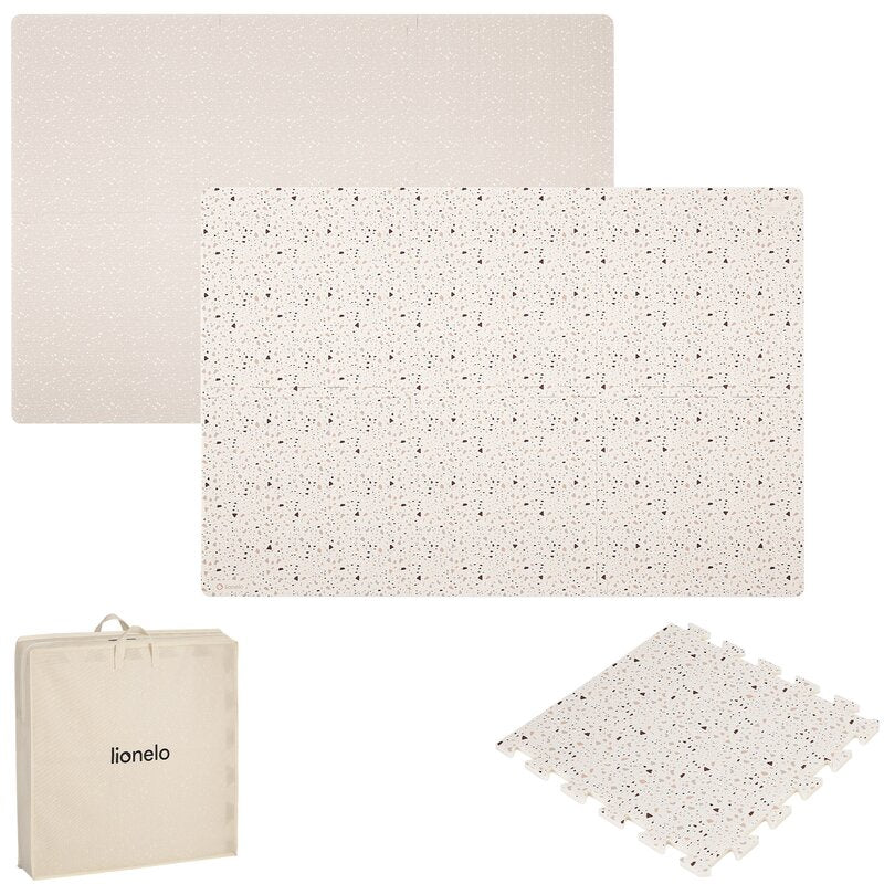 Covoras educativ, Lionelo, Yoka, Din spuma XPE non-toxica, Tip puzzle, 6 piese, Cu doua fete, Suprafata antiderapanta, 173x116 cm, Grosime 1.5 cm, Bej