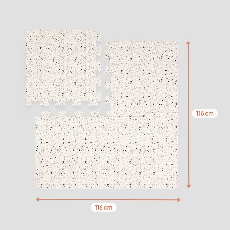 Covoras educativ, Lionelo, Yoka, Din spuma XPE non-toxica, Tip puzzle, 6 piese, Cu doua fete, Suprafata antiderapanta, 173x116 cm, Grosime 1.5 cm, Bej