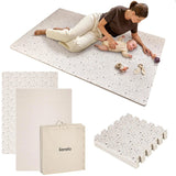 Covoras educativ, Lionelo, Yoka, Din spuma XPE non-toxica, Tip puzzle, 6 piese, Cu doua fete, Suprafata antiderapanta, 173x116 cm, Grosime 1.5 cm, Bej