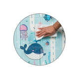 Covoras educativ, Petite&Mars, Campy S, Din spuma XPE non-toxica, Cu doua fete, Suprafata antiderapanta, 120x120 cm, Pliabil compact 40×30×13 cm, Model animalute si forme geometrice
