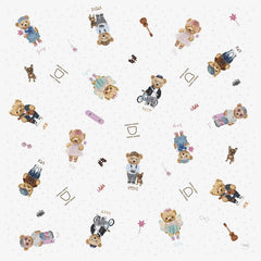 Covoras impermeabil pentru copii, Ceba Baby, Rezistent la pete, Sigur pentru pielea bebelusului, Usor de curatat, 120x120 cm, Fluffy Puffy Teddy Bears Team, Multicolor