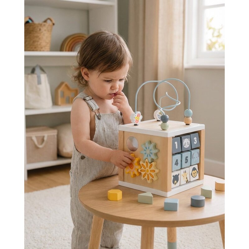 Cub activitati, Baby Mix, Din lemn, Ocean Montessori