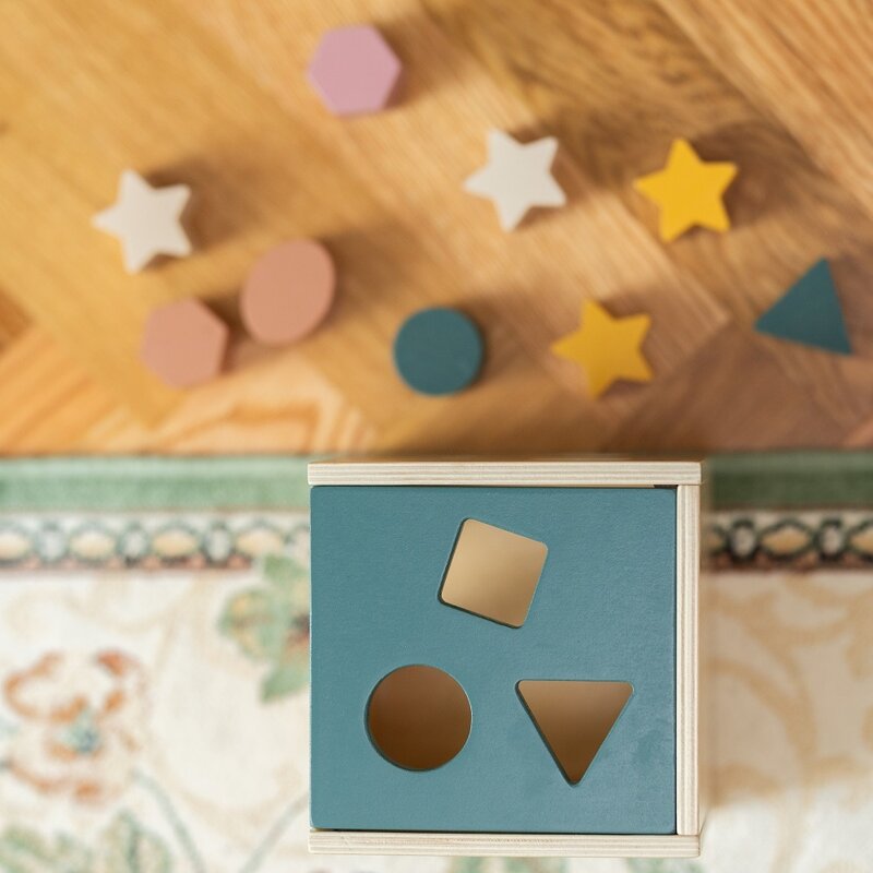 Cub de activitati, Petite&Mars, Gravity Wood of Mars, Cu 12 piese, 12 luni+, Multicolor
