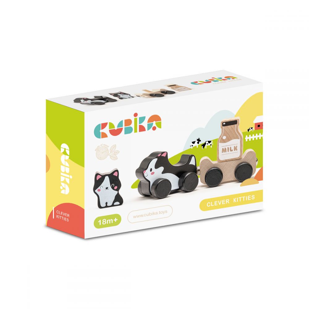 Jucarie din lemn Cubika, Kitties Family - gogobaby.ro