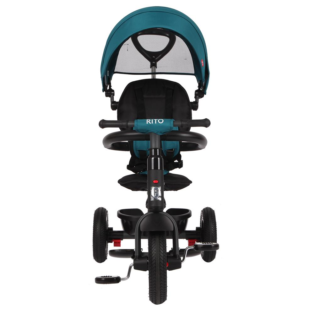 Tricicleta cu roti de cauciuc Qplay Rito Rubber Albastru Deschis - gogobaby.ro