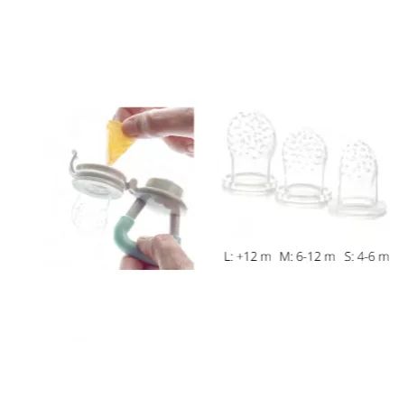 Dispozitiv de hranire, Jane, Pentru fructe si legume, Cu trei adaptoare din silicon, 6+ luni, Mint