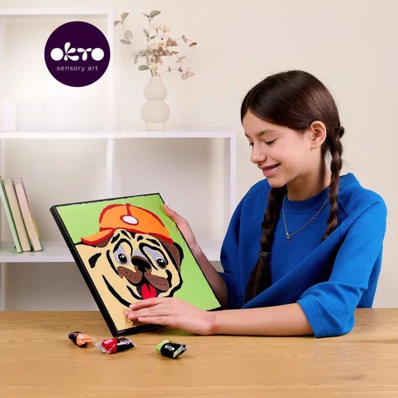Set pictura cu argila usoara, 29*29 cm - Pug Dog