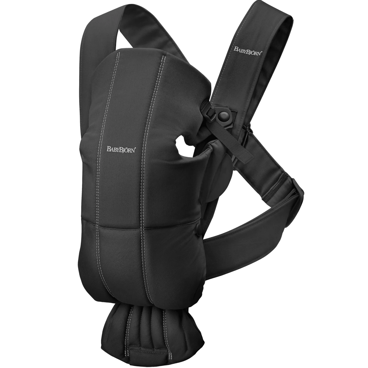 BabyBjorn - Marsupiu anatomic Mini, cu pozitii multiple de purtare, Black, Tesatura-Tricot