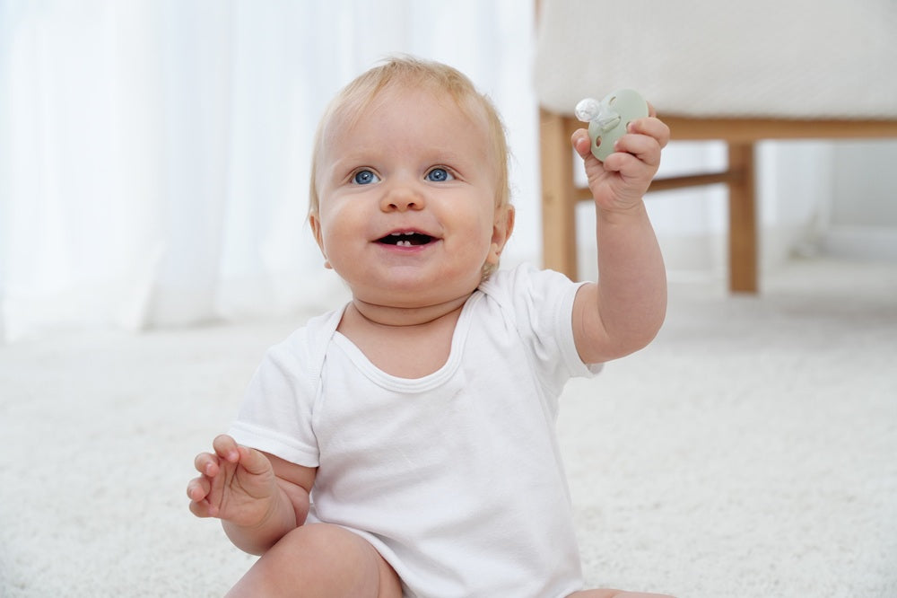 Suzeta din silicon cu cutie de depozitare, 0-6 Luni, Mombella Ciupercuta - Lavender Fog