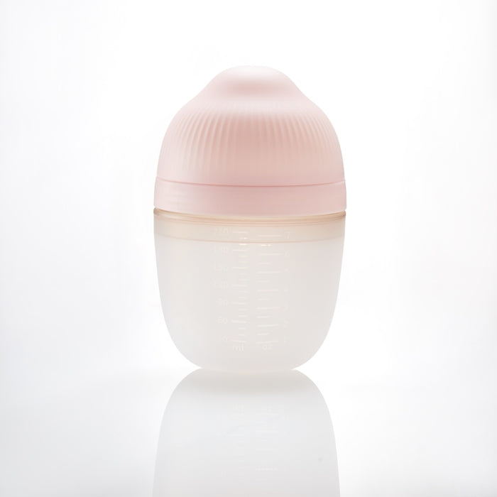 Biberon Anticolici Mombella Breast-Like, 210ml, Tetina M flux mediu, 100% Silicon, Old Roze - gogobaby.ro