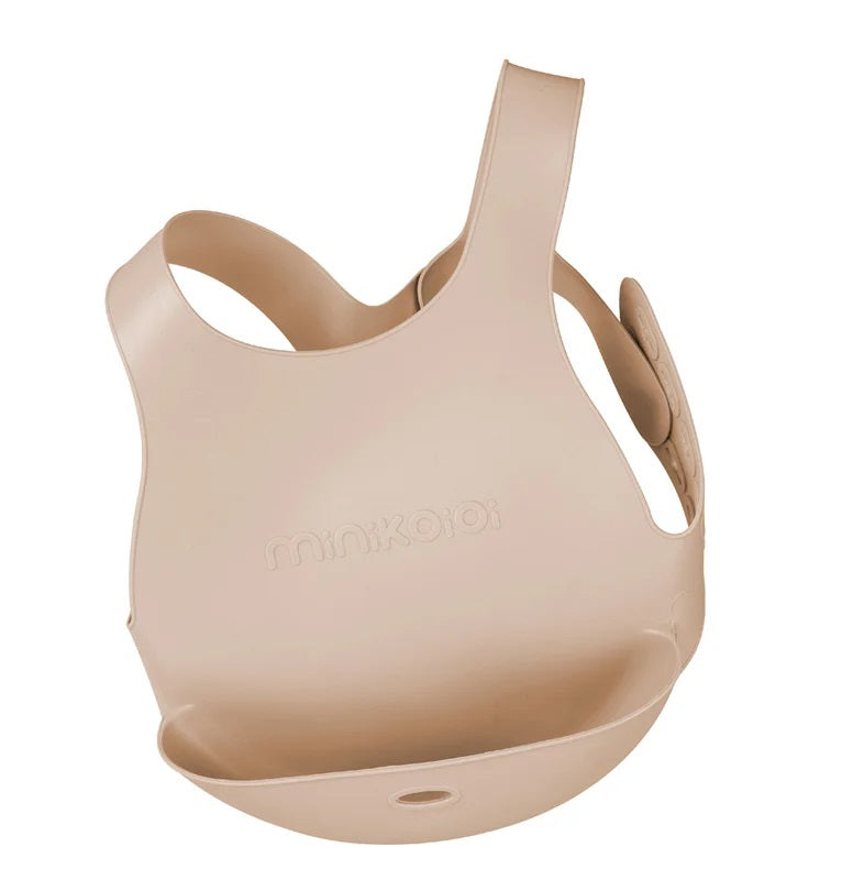 Baveta Flexi Bib Minikoioi, 100% Premium Silicone – Bubble Beige