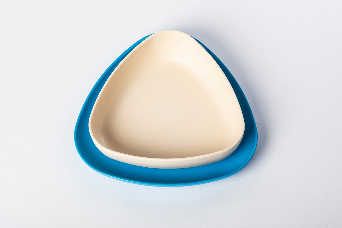 Set 2 farfurii, eKoala, BIOplastic, White/Blue - gogobaby.ro