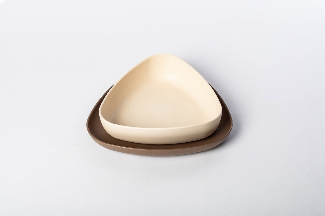 Set 2 farfurii, eKoala, BIOplastic, White/Brown - gogobaby.ro