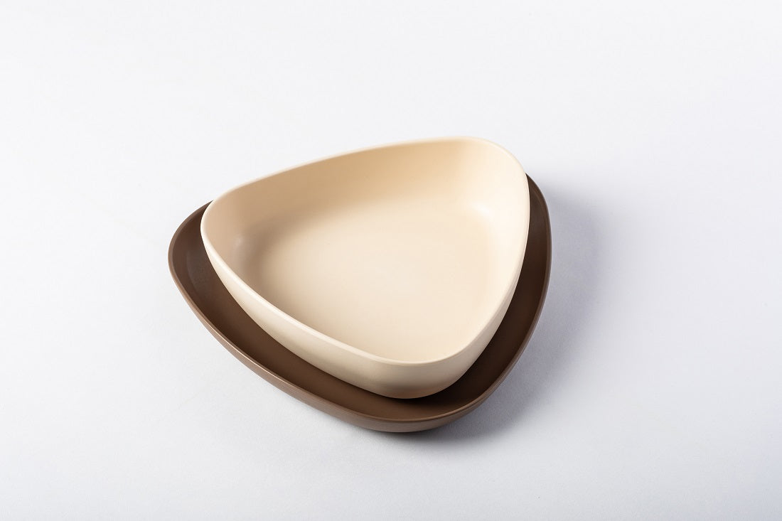 Set 2 farfurii, eKoala, BIOplastic, White/Brown - gogobaby.ro