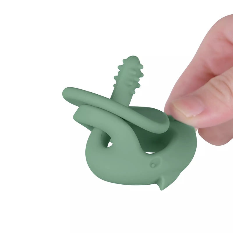 Inel gingival din silicon, Mombella - Elefant Verde - gogobaby.ro