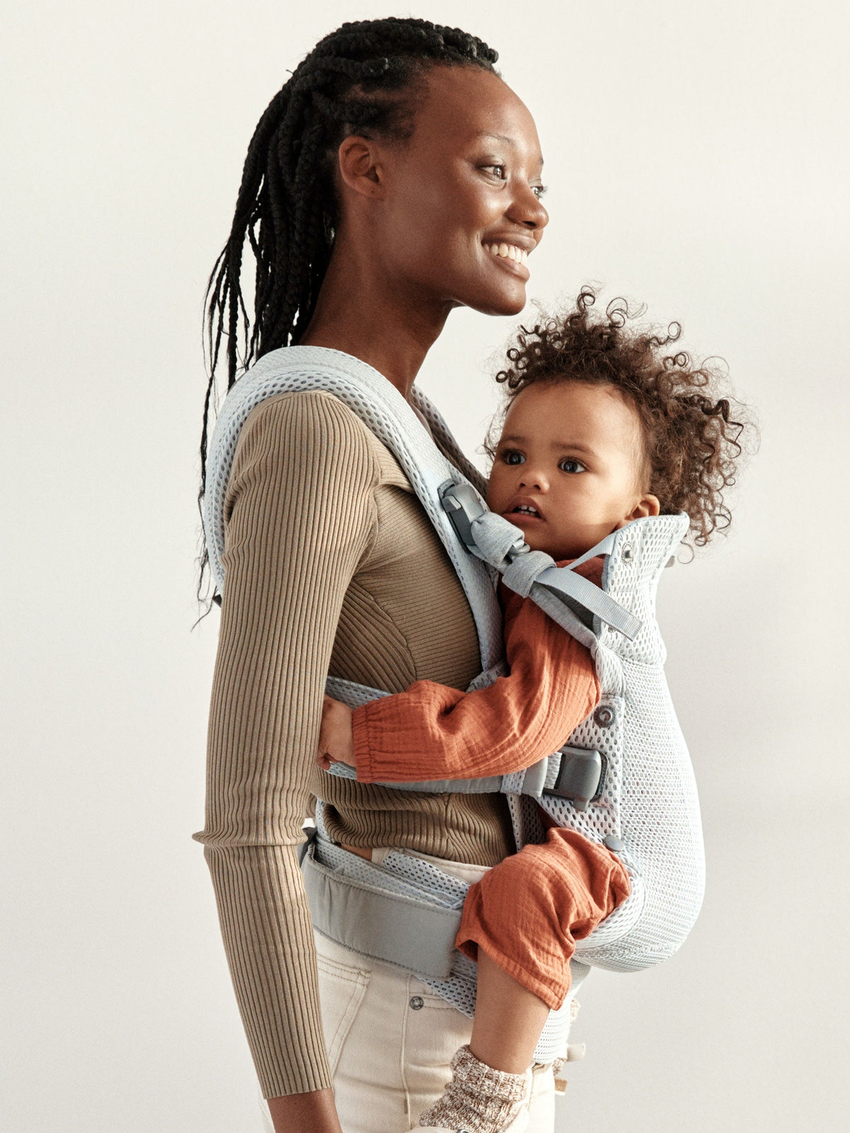 BabyBjorn - Marsupiu anatomic cu multiple pozitii de purtare colectia Harmony, 3D Mesh, Silver - Editie Limitata