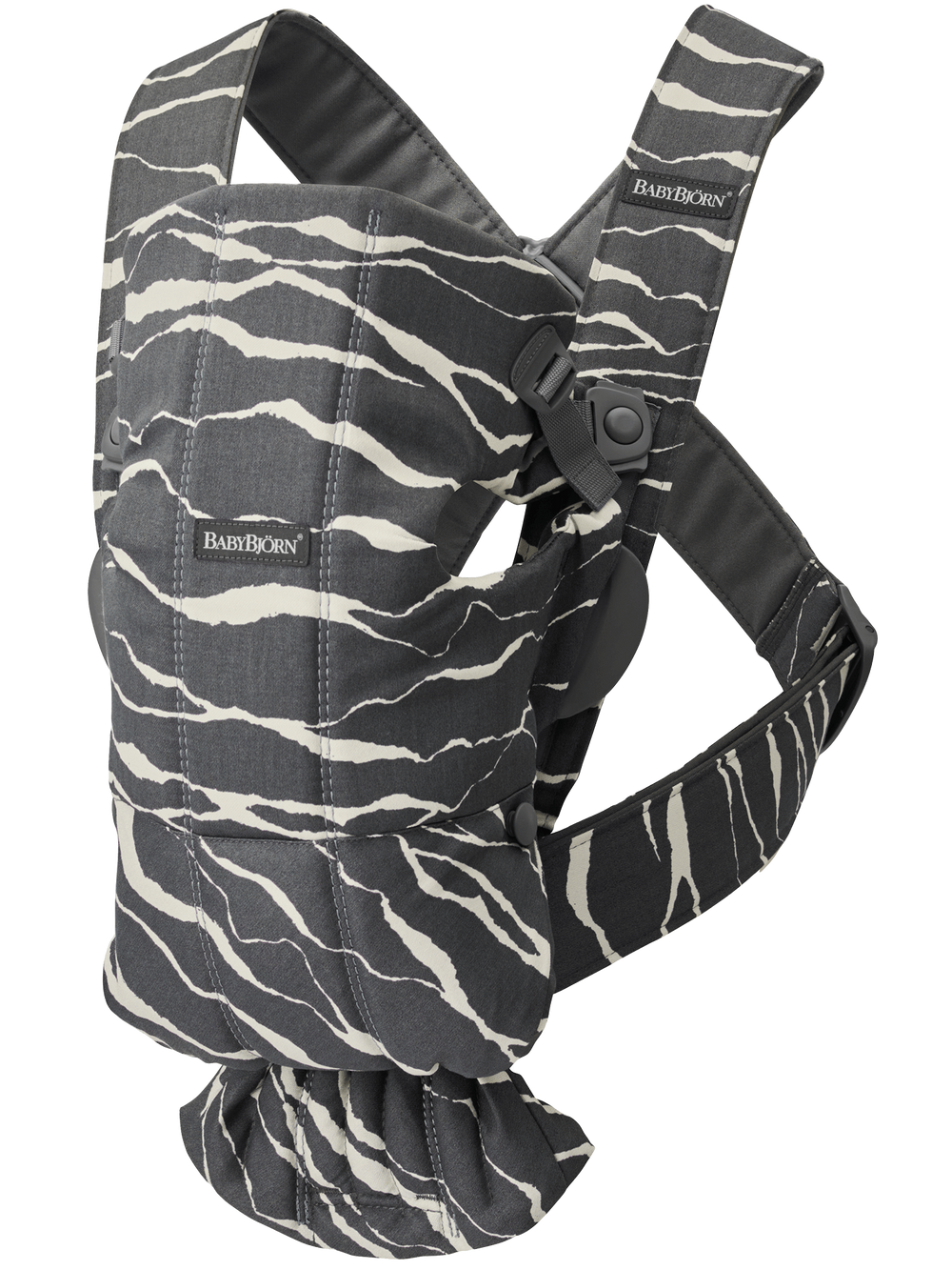 BabyBjorn - Marsupiu anatomic Mini, cu multiple pozitii de purtare, Anthracite/Landscape, Bumbac, Editie Limitata