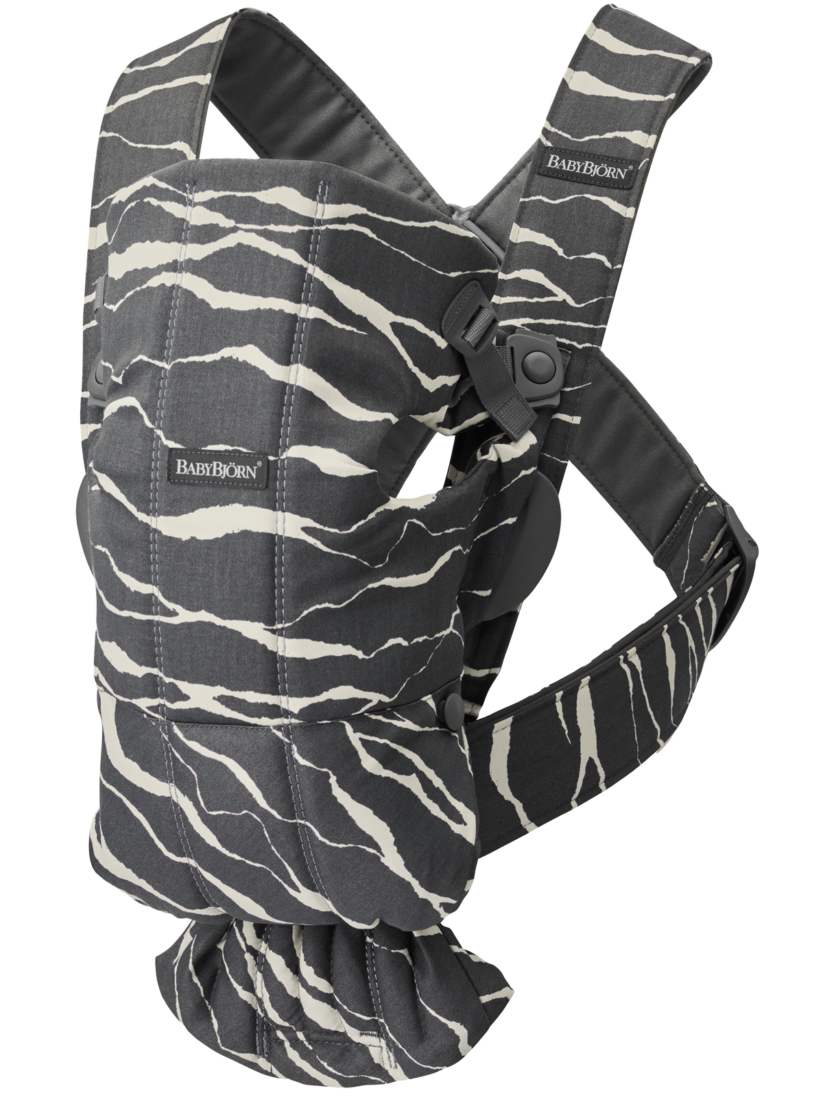 BabyBjorn - Marsupiu anatomic Mini, cu multiple pozitii de purtare, Anthracite/Landscape, Bumbac, Editie Limitata - gogobaby.ro