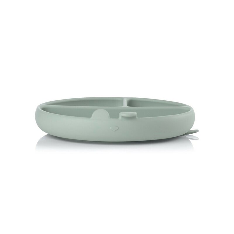 Farfurie BLW, Jane, Din silicon, Cu ventuze, 17 x 17 x 4 cm, BPA Free, Mint
