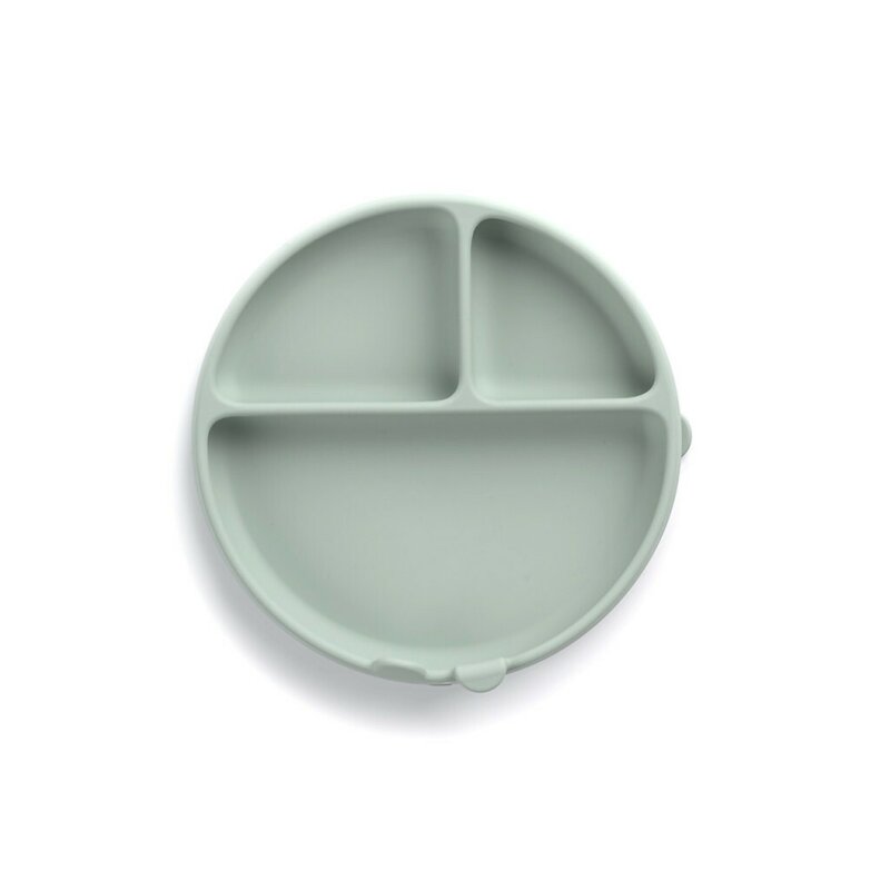 Farfurie BLW, Jane, Din silicon, Cu ventuze, 17 x 17 x 4 cm, BPA Free, Mint