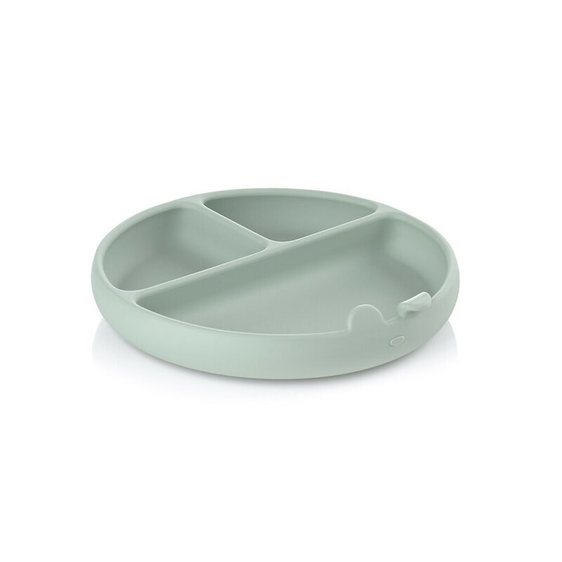 Farfurie BLW, Jane, Din silicon, Cu ventuze, 17 x 17 x 4 cm, BPA Free, Mint