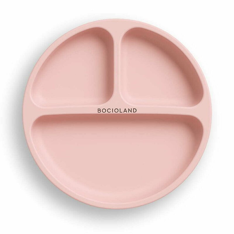 Farfurie compartimentata, Bocioland, Rotunda, Cu 3 compartimente, Fara BPA, 6-36 luni, Pink