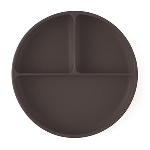 Farfurie compartimentata, Petite&Mars, Take&Match, Din silicon, Rotunda, Cu ventuza si 3 compartimente, Adecvata pentru masina de spalat vase si microunde, Nu absoarbe mirosuri, Fara BPA, 500 ml, 6 luni+, Bitter Cocoa, Maro