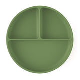 Farfurie compartimentata, Petite&Mars, Take&Match, Din silicon, Rotunda, Cu ventuza si 3 compartimente, Adecvata pentru masina de spalat vase si microunde, Nu absoarbe mirosuri, Fara BPA, 500 ml, 6 luni+, Sweet Pea, Verde