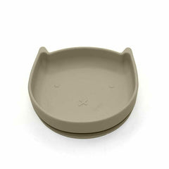 Farfurie in forma de pisicuta, Bocioland, Cu ventuze, Silicon, Fara BPA, 6-36 luni, Dark Beige