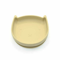 Farfurie in forma de pisicuta, Bocioland, Cu ventuze, Silicon, Fara BPA, 6-36 luni, Light Beige