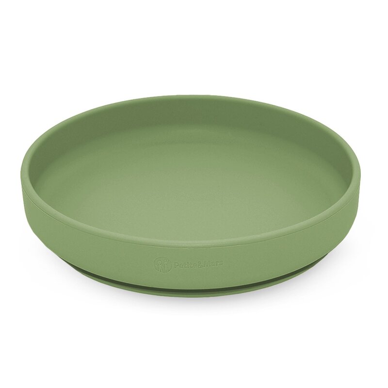 Farfurie, Petite&Mars, Take&Match, Din silicon, Cu ventuza, Fara BPA, Adecvata pentru masina de spalat vase si microunde, Nu absoarbe mirosuri, 6 luni+, 400 ml, Sweet Pea, Verde