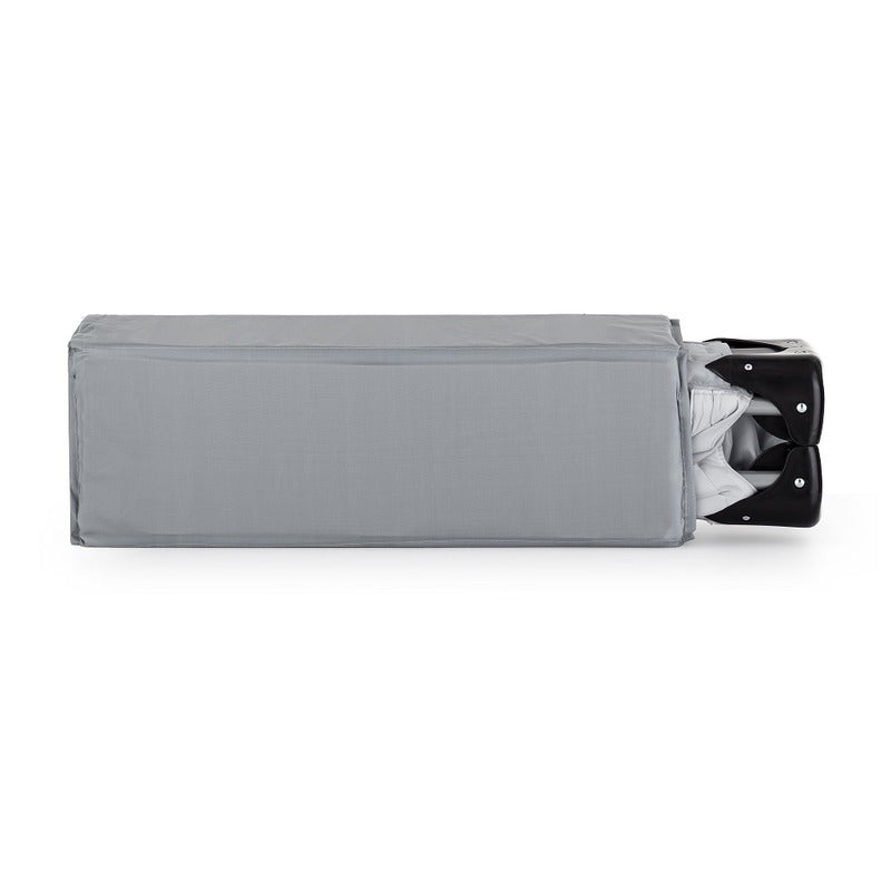 Patut de calatorie, Feedo, Pliabil, Cu geanta de transport inclusa, Cu intrare laterala si inchidere prin fermoar, Greutate maxima suportata 15 kg, 0-30 luni, Gri deschis - gogobaby.ro