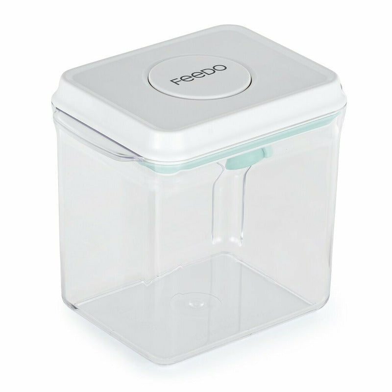 Recipient depozitare lapte praf, Feedo, 1700 ml, Capac etans, Din plastic, Fara BPA, Turcoaz - gogobaby.ro