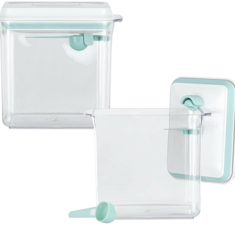 Recipient depozitare lapte praf, Feedo, 1700 ml, Capac etans, Din plastic, Fara BPA, Turcoaz - gogobaby.ro