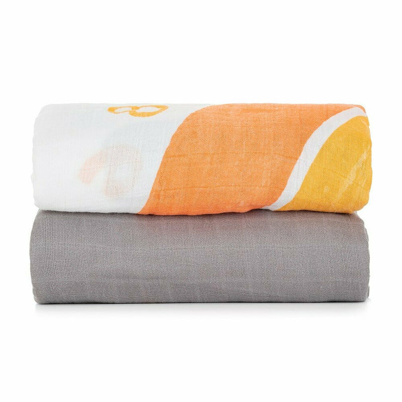 Set 2 museline, Feedo, Din bambus, Multifunctionale, Hipoalergenice, Cu indicator de varsta, Conform standardului european de securitate Oeko-Tex 100, Dimensiuni mari:120x120 cm, Multicolor - gogobaby.ro