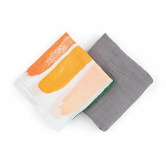 Set 2 museline, Feedo, Din bambus, Multifunctionale, Hipoalergenice, Cu indicator de varsta, Conform standardului european de securitate Oeko-Tex 100, Dimensiuni mari:120x120 cm, Multicolor