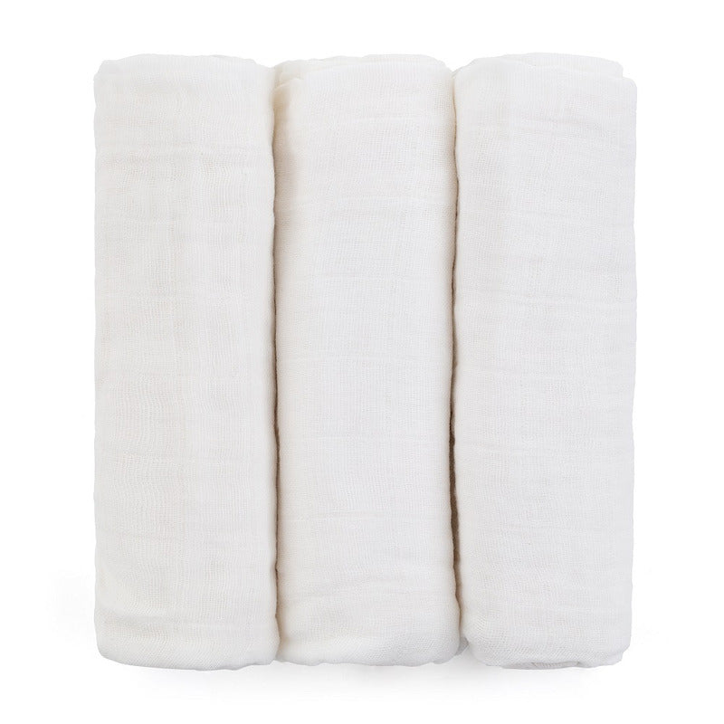 Set 3 scutece, Feedo, Din muselina, Multifunctionale, Din bumbac certificat Oeko-Tex Standard 100, 68x68 cm, 0 luni+, Alb