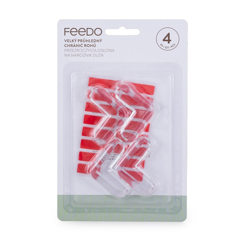 Set protectIi, Feedo, Pentru colturi ascutite, Usor de instalat, 4 x 4 x 1.5 cm, 4 bucati, Transparent - gogobaby.ro