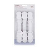 Set sisteme de siguranta, Feedo, Pentru mobilier, Universale, Cu lungime reglabila, 19 x 3.4 cm, Distanta 2-11 cm, 6 bucati, Alb