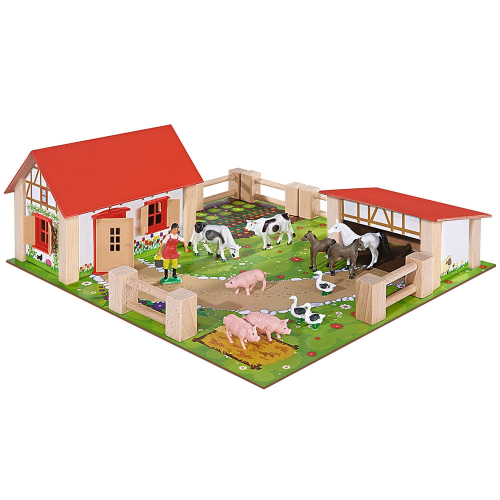 Ferma din lemn Eichhorn 39x36x14 cm cu accesorii - gogobaby.ro