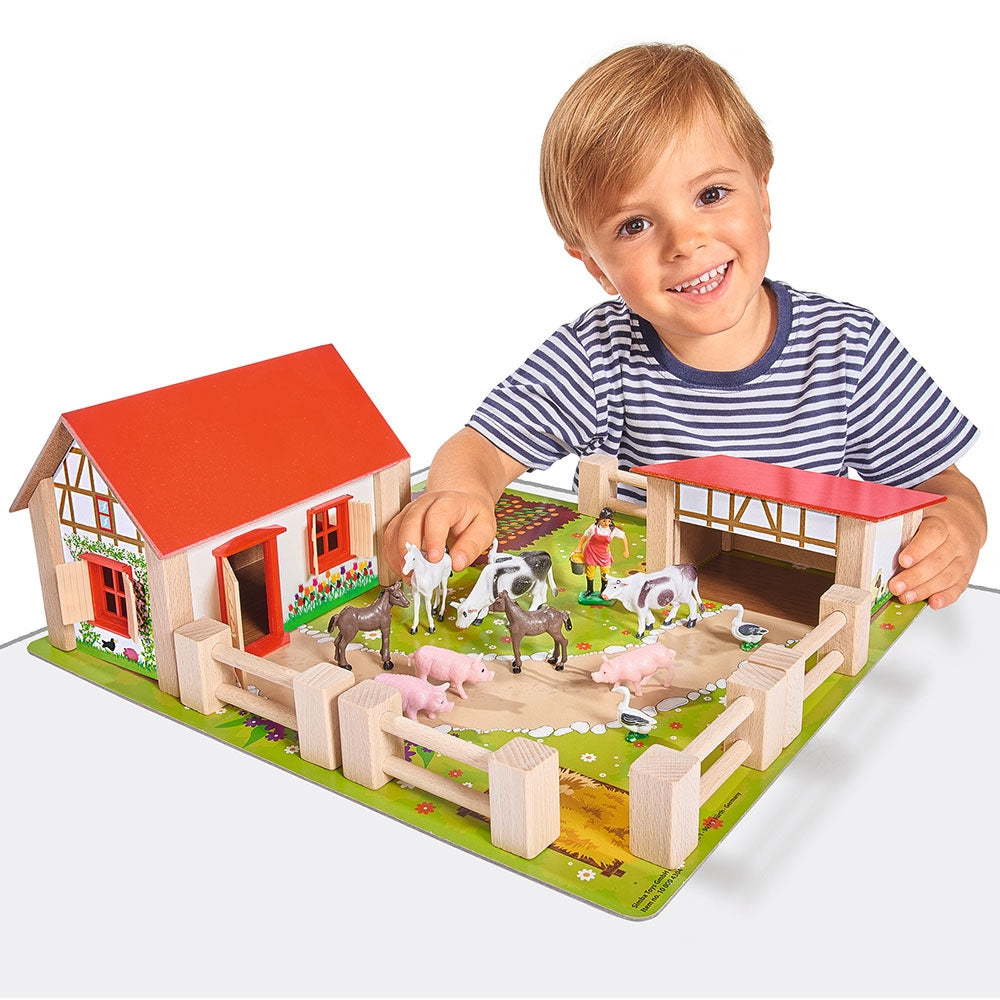 Ferma din lemn Eichhorn 39x36x14 cm cu accesorii - gogobaby.ro