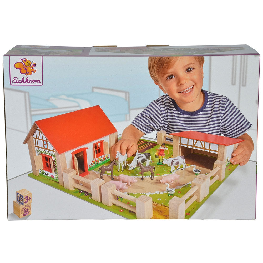 Ferma din lemn Eichhorn 39x36x14 cm cu accesorii - gogobaby.ro