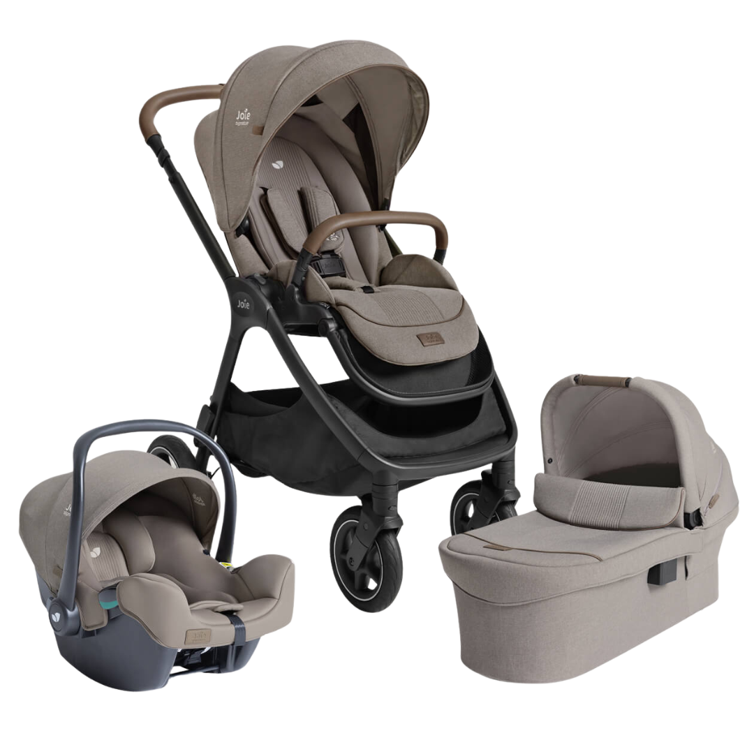 Joie - Carucior pentru copii multifunctional 3 in 1 Finiti Signature Maple (Carucior Finiti + Landou Ramble XL + scoica i-Snug 2)