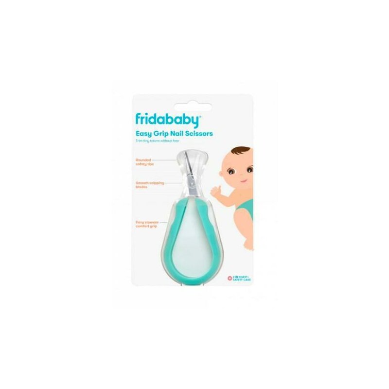 Foarfecuta pentru unghii , Fridababy, Easy Grip, Ergonomica, Cu varf rotunjit, Maner antialunecare, Cu husa de protectie, 0 luni+, Otel inoxidabil, Fara BPA, Verde/Turquoise - gogobaby.ro