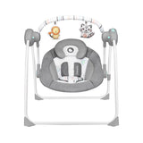 Fotoliu balansoar, Lionelo, Ruben, Electric, Cu spatar reglabil, Cu 12 melodii relaxante si sunete ale naturii, Cu 3 programe de balansare automata, Conform cu standardul european EN 16232, 68x65 cm, Gri/Turcoaz
