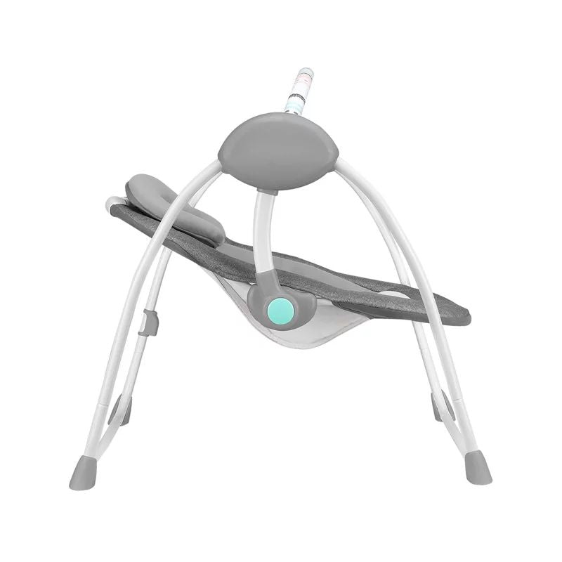 Fotoliu balansoar, Lionelo, Ruben, Electric, Cu spatar reglabil, Cu 12 melodii relaxante si sunete ale naturii, Cu 3 programe de balansare automata, Conform cu standardul european EN 16232, 68x65 cm, Gri/Turcoaz