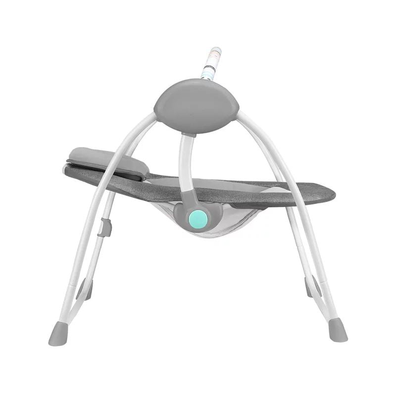 Fotoliu balansoar, Lionelo, Ruben, Electric, Cu spatar reglabil, Cu 12 melodii relaxante si sunete ale naturii, Cu 3 programe de balansare automata, Conform cu standardul european EN 16232, 68x65 cm, Gri/Turcoaz