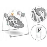 Fotoliu balansoar, Lionelo, Ruben, Electric, Cu spatar reglabil, Cu 12 melodii relaxante si sunete ale naturii, Cu 3 programe de balansare automata, Conform cu standardul european EN 16232, 68x65 cm, Gri/Turcoaz