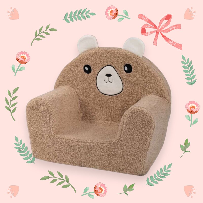 Fotoliu din burete, Bubaba, Cozy Teddy, Pentru copii, 9 luni-5 ani, Brown - gogobaby.ro