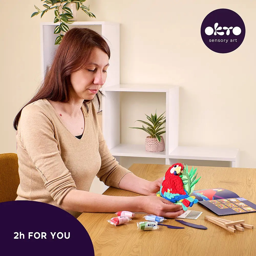Set pictura 3D cu argila usoara, Nature - Macaw